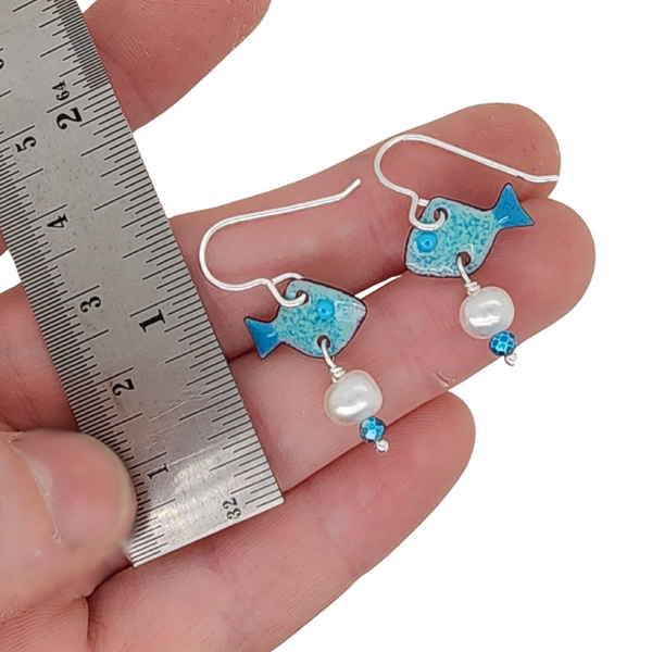 Little Fish w/ Pearls - Dangle Earrings