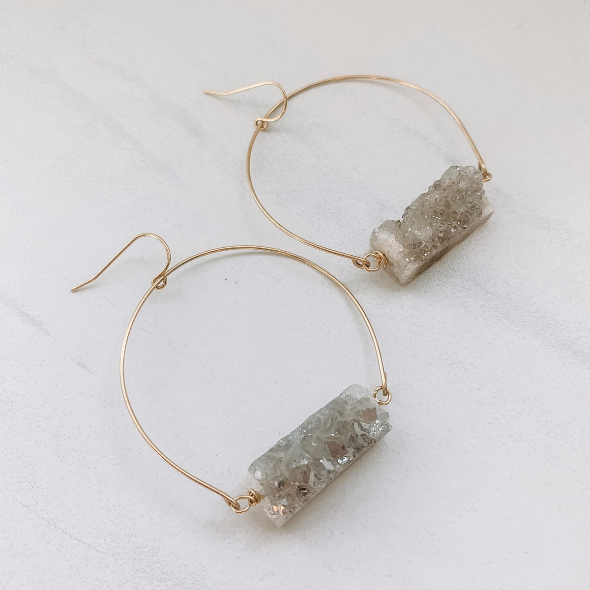 Druzy Wire Hoops